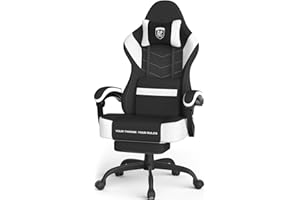 Ferghana Silla Gaming Ergonómica,Silla Gamer Tela Transpirable,Silla de Oficina con Soporte Lumbar Masaje,Asiento Elastico,Reposacabezas,Respaldo Reclinable 135°,Regulable en Altura,Negro