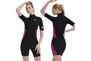 Traje de neopreno de 3 mm para mujeres y hombres, trajes húmedos cortos para mujeres y hombres en agua fría AONYIYI Shorty trajes de neopreno de cuerpo completo con cremallera trasera de una pieza