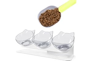 LEAZZLE Zestaw 3 w 1 Miska dla Kota i Psa, Podwyższona, Przechylana o 15°, Przeciw Chorobom, dla Małych i Średnich Zwierząt