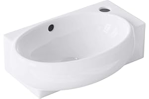 SOGOOD doporro Brüssel001L Hängewaschbecken aus Keramik in Weiß inkl. Nano-Versiegelung/Abperl-Effekt, Wandmontage