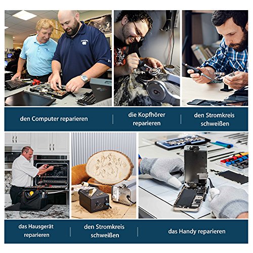 Lötkolben, HoLife Lötset【Neuste Version】60W Lötstation Einstellbarer Temperatur (200°C-450°C) mit 5pcs Eisen Lötspitze, Solder Sucker, Lötkolben Ständer, Lötzinn, Pinzetten für Holz, Brandmalerei,usw (60W 220V) - 7
