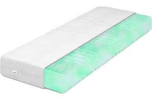 IZER Aqua Wave materac z zimnej pianki, stopień twardości H3, 70 x 200, 16 cm, ortopedyczny materac RG30, 7-strefowy pokrowiec na materac z zamkiem błyskawicznym
