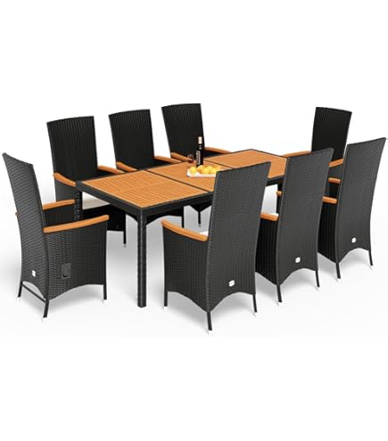 Set Giardino CASARIA Polyrattan E Acacia | 2 Sedie Con Cuscini E Tavolino - Foto 2