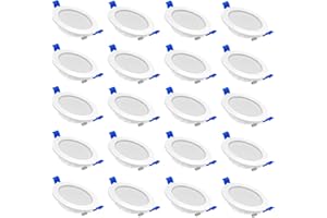 NAIZY Lot de 20 Spots LED Encastrables Plat 5W 230V Luminaire Spot Plafond Encastré Aluminium Mini pour Salle de Bain, Salon, Chambre et Cuisine- 20x5W Blanc Chaud