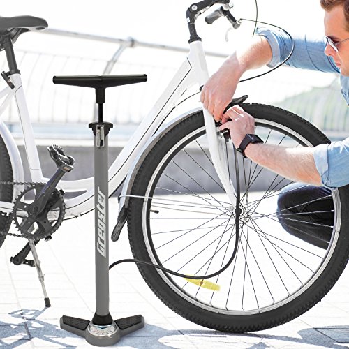 Gregster Fahrrad Luftpumpe, Standluftpumpe mit Manometer und Universal Doppelpumpenkopf, inkl. Adapter Set - 9