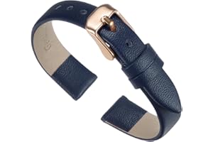 QUARKZMAN Bracelet Montre en mm de Largeur Bracelet de Montre Plat, Fin et Élégant en Véritable avec Boucle pour Homme et Femme