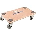 150KG Platform Dolly - 300mm x 500mm Heavy Box Moving Castor Wheel Safety Trolley - Warehouse/Storage Wood Base Plate - Moving Appliances & Large Awkward Objects