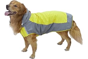 PETCUTE Imperméable pour Chien avec Réglable Capuchon,Imperméable Chien avec Bandes Réfléchissantes,Trou pour Harnais,Imperméable,Veste de Pluie pour Petit Moyen Gros Chiens,Manteau De Pluie Chien