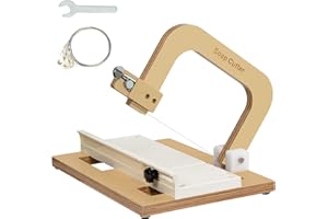 AOFOX Coupe - savon en bois, outil de coupe en acier inoxydable réglable en ligne pour le pain savonneux à la main bougie fromage bricolage outil de fabrication (Wooden-White-01)