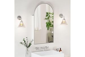 Mepplzian Bathroom Cabinet with Mirror,Large Arched Bathroom Mirror Cabinet,Mirrored Cabinets Wall Mounted,Brushed Nickel Bath Mirrors with Storage 50x90