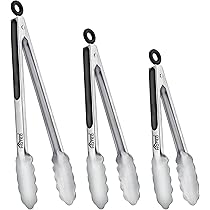 KINDLUME 2 Pezzi Pinze da Cucina, Pinza Barbecue, Pinza Cucina, Pinza Alimenti in Acciaio Inox, con Punta Dentata Antiscivolo, per Cucinare, Grigliare, Insalate, Facile da Pulire