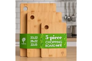 Nicola Spring Extra Thick Wooden Chopping Boards - 3 Piece Bamboo Chopping Board Set - 33x22cm | 28x22cm | 22x15cm - Natural Premium Kitchen Butcher Carving Wood Block Cutting Mat Tray Worktop Saver
