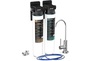 Frizzlife DW15F Système de filtre à eau sous évier avec robinet en nickel brossé, certifié NSF/ANSI 53&42, réduit 99,99% le plomb, le chlore, le fluorure, le mauvais goût et l'odeur, 0,5 micron