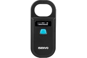 ISENVO - Escáner de microchip para mascotas, recargable RFID EMID, lector de microchips, escáner de 134,2 kHz, 125 kHz, 15 dígitos, escáner de identificación para animales, mascotas, cerdos, perros y