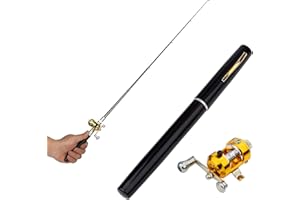 WEDHAPY Stylo Canne À Pêche Mini Canne À Pêche Canne À Pêche Et Moulinet Combo Taille De Poche Canne À Pêche Télescopique Canne À Pêche Portable Canne À Pêche Et Moulinet Noir
