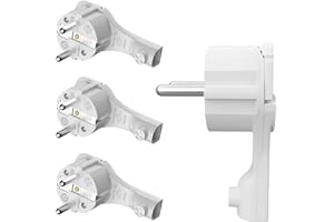 SATSHOP-FT RedStar24 Schutzkontakt-Winkelstecker 250V, 16A, Flachstecker mit Klappgriff & Knickschutz, 8 mm Höhe, für Kabel bis 3x1,5 mm², CEE 7/7, Schuko-Winkelstecker extraflach mit Bügel, 4 Stück, Weiß