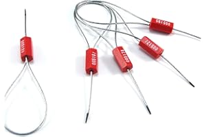 WUBAO Steel Wire Pull Tite Shipping Tag Tamper Proof Self Locking Cable Seals Secure Ties for Container Tanker Truck (500pcs,Red)