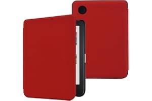 DMluna Custodia per Kobo Clara Colour/Clara BW/Clara 2E, Tolino Shine Colour/Shine 5/4 - Cover Protettiva Funzione Auto Wake/Sleep - Pelle Sintetica Premium, Antigraffio, Anticaduta, Rossa