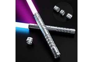 KYWLCO Lightsaber 2 Pack,RGB 15 Colors Metal Handle FX Light sabers,3 Sound Modes,Rechargeable Dueling Light saber for Children and Adults Cosplay Party(2 Pack Silver)