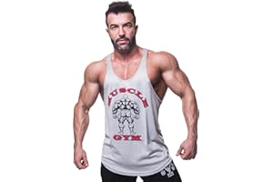 MUSCLE GYM Vests for Men UK, Stringer Racer Back Vests Gym Tops for Mens, Tank Top Bodybuilding Training Running Workout Summer Beach Wear Activewear Sleeveless Clothes