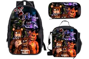 Xinchangda Five Nights Game Backpack Set FNAF Children School Bag Large Capacity Students School Casual Backpack with Shoulder Bag Pen Bag