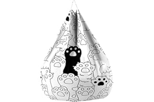 Treer Funda de Puff Sin Relleno, Bolsa de Frijoles con Lindo Patrón de Gatito 3D, Funda de Puff Pera para Adulto y Niños, para Guardar Juguetes de Peluche, Sofá Perezoso (100x120cm,Pata De Gato)