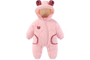 JiAmy Mono Invierno Bebé Niño Niña, Adorables Orejitas de Oso Buzo, Diseño con Cremallera y Botón Ropa Bebé Invierno 3-24 Meses