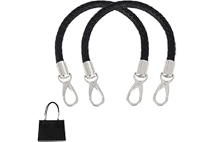 Aweisile Bag Handles Leather Handle for Bags Pack of 2 Leather Bag Handles Handbag Straps Replacement Handle Bag Hanger Shoulder Straps with 2 Carabiner Hooks, Bag Accessories for Bag Straps