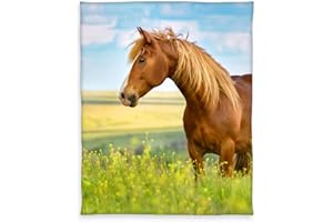 ‎KLAUS HERDING GMBH Herding`s Young Collection Horses Fleece Blanket, Microfibre Multi-Colour, 160 x 130 x 0.5 cm