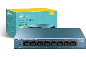TP-Link LS108G - Switch 8 Puertos (10/100/1000) Switch Ethernet Gigabit, Carcasa metálica, Ultraligero con Super disipación de calor, Ahorro de Energía, Silencioso, Sin configuración