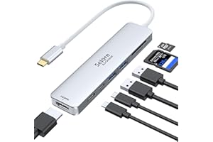 SELORE&S-GLOBAL Adaptateur USB C, Hub USB C HDMI 4K, PD 100W, USB C 3.0, 2*USB 3.0 Lecture de Carte SD/TF, Dock USB C Multiport 7-en-1 Compatible avec MacBook Pro/Air M1 M2 ChromeBook Pixel iPad Pro Tablette（Silver）