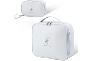 KERANEET 2 Stück Medikament Tasche Gute Luftdurchlässigkeit Reiseapotheke Tasche Wasserdicht Staubabweisend Medikament Tasche für Reisen Unterwegs Home Büro - Grau