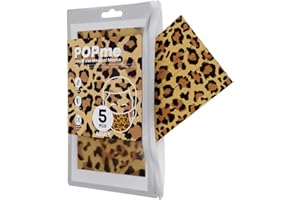 Mascherine Colorate Monouso, Mascherina Chirurgica Colorata CE, con Clip Nasale Adattabile, Bustina con Chiusura Ermetica, Modello Leopardato, 5 Pezzi, POPme