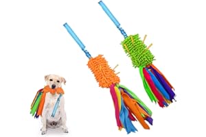 ASOCEA 2 Pack Dog Tug Toy Dogs Bungee Fleece Rope Toy Interactive Puppy Training Chew Toy Squeaky Tug of War Toys for Small Medium Large Dogs Chasing Exercising