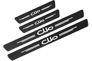 JYMLOV Protector de Umbral de Puerta de Coche para REN-Ault Clio Duster Megane TWINGO, 4 Piezas Ajuste del Umbral del Pedal de Desgaste Placa de Protección Accesorios, Fibra de Carbon, Clio White