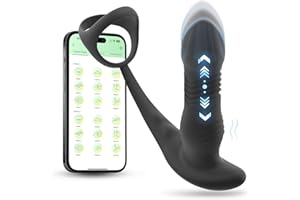 BED GEEK Masajeador de Próstata y Anillo para el Pene Controlado por App - Vibrador de Enchufe Anal de Silicona Negro para Juego en Solitario y Parejas a Distancia