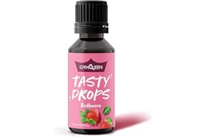 GymQueen Tasty Drops 30ml, Gocce aromatizzanti senza calorie, senza zucchero e senza grassi, per dolcificare i cibi, Flavor Drops saporite senza coloranti artificiali, Fragola