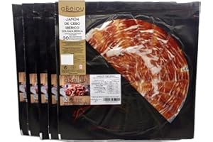 aBeiou.500gr IBERICO HAM slices, hand cut by master-ham. READY TO SERVE, self-closing plate. Cured +30 Months in Guijuelo (Salamanca). Hycer Warranty Certificate.Pack 5x100 gr plates.