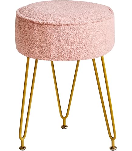 Pouf Poggiapiedi In Velluto Verde - Gambe Dorate, Rotondo, Elegante Per Salotto - Foto 10