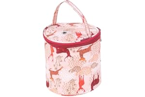 CIKONIELF Sac de Rangement Portable pour Tricot - Fourre-Tout Organiseur pour Fil, Laine, Aiguilles, Crochet et Autres Fournitures - Petit Tonneau
