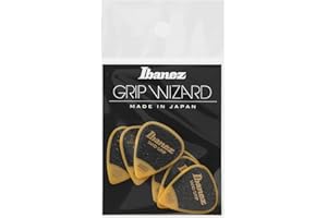 Ibanez PPA14MSGYE Lot de 6 médiators GRIP WIZARD à grip sable, 0.8mm, Jaune
