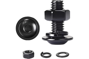 HAISHANG 10 pcs M8 x 50mm Flanged Button Head Socket Cap Bolts, Black Oxide 304 Stainless Steel Nuts and Bolts,Allen Screws,Flat & Lock Washers Assortment Sets
