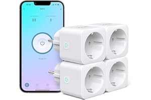 GNCC GSP12 Enchufe Inteligente Wifi con Monitor de Energía Enchufe Alexa Programable con Temporizador Control Remoto por APP and Voz Compatible con Alexa y Google Home 16A 3680W 4PCS