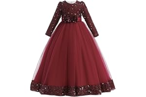 CICHIC Girls Party Dress Elegant Ankle Length Puffy Tulle Prom Gown Princess Wedding Bridesmaid Pageant Christmas Long Dresses