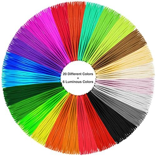 3D Printer Filament,Kaotoer PLA 3D Pen Filament Refills 26 Colors- 1.75mm PLA 32 Feet Each Color 850 Linear Feet Includes 6 Glow in the Dark 4 Fluo Colors