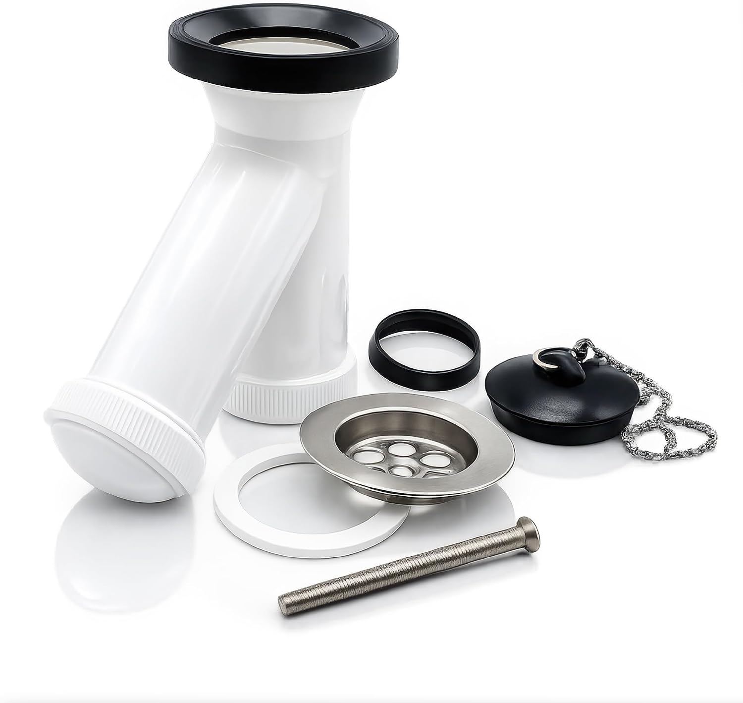 Sifón en Y para Lavabo y Bidé Ø70 | Salida 40 mm | Con Reducción 32 mm | Sifón Desagüe Antiolores | Polipropileno Blanco | Para Lavabo, Bidé y Fregadero | Fluvia