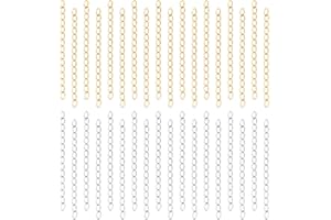 UNICRAFTALE Environ 80 pièces 2 Couleurs 45-52mm Rallonge de Chaîne Collier Extension Acier Inoxydable Dappé Chaîne Gourmette Chaîne D'Extension Queues pour la Fabrication de Bijoux