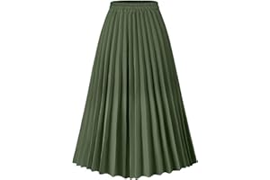 comefohome Womens Leopard Print Skirt Long Maxi Elasticated Waist Pleated A Line Skirts Boho Ladies