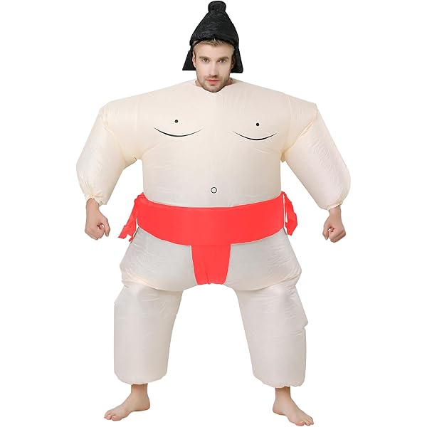 Costume Gonfiabile Da Sumo Per Adulti | Halloween E Carnevale | Gonfiaggio Rapido Con Ventola - Foto 7