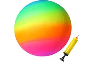LIFETTER Rainbow PVC Soft Ball für Kinder mit Pumpe,Regenbogen Bouncy Kickball für Kinder Geburtstag Weihnachten Geschenk,Wasserball Fußball,Strandball,Kinder Spielball für Indoor Outdoor,8,5-Zoll